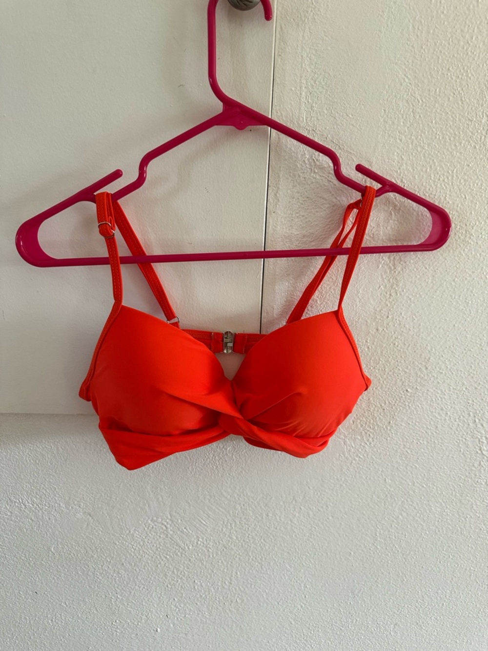 Bright Orange Twist-Front Bra Top